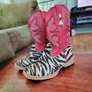 AUTHENTIC Roper cowboy/cowgirl zebra glitter boots